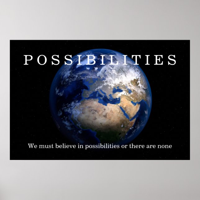 Poster Blue Earth Possibilités Croire Citation Motivation (Devant)
