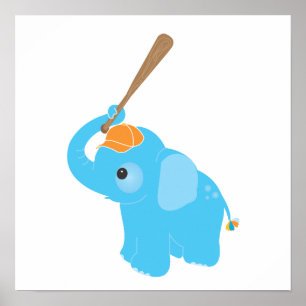 Poster Blue Elephant Nursery Wall Art Imprimer