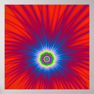 Poster Blue Explosion sur rouge