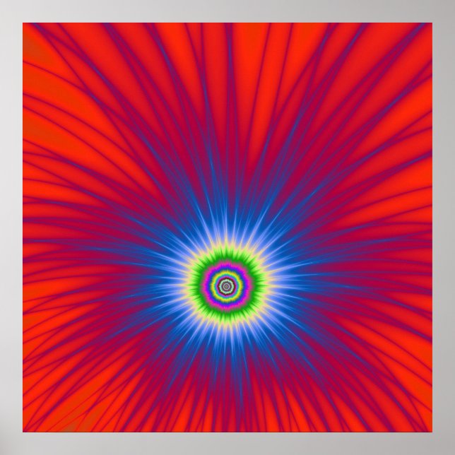 Poster Blue Explosion sur rouge (Devant)