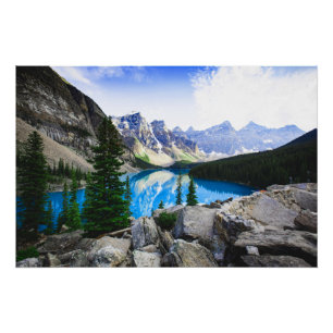 Poster Blue Lake Rocky Mountain Pine Forest
