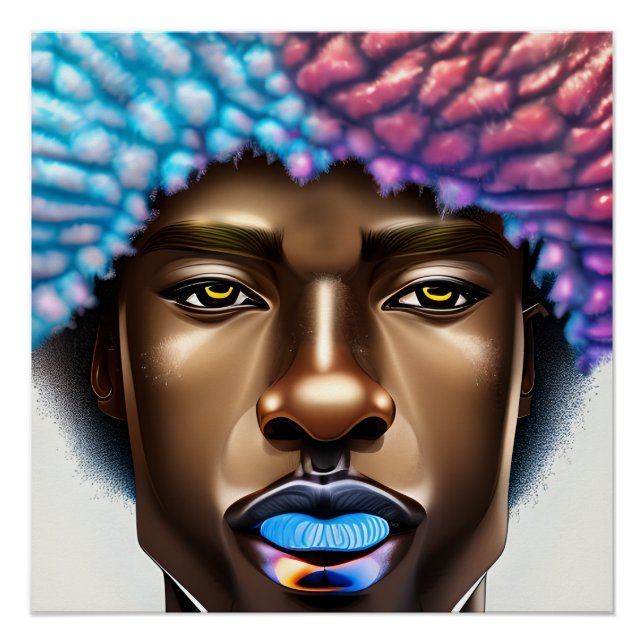 Poster Blue Man Black King Melanin Bruh Brother (Devant)
