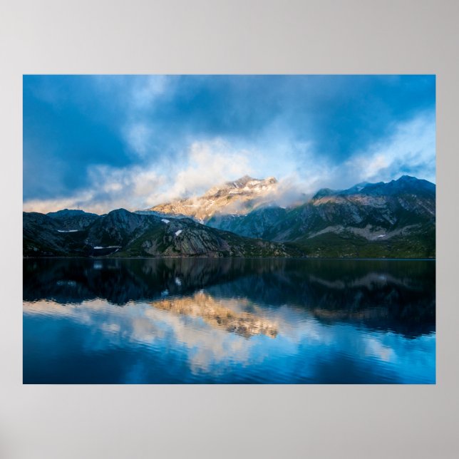 Poster Blue Mountain Lake Imprimer l'affiche Peinture mur (Devant)