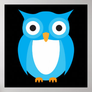 Poster Blue Owl - Add Your Own Text