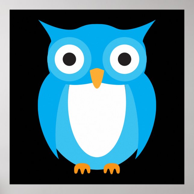 Poster Blue Owl - Add Your Own Text (Devant)