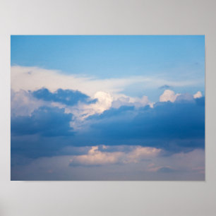Poster Blue Sky White Clouds Sunrise Arrière - plan Modèl