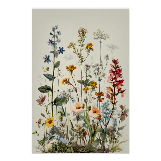 Poster Blue Spike Wildflower Bouquet (Devant)