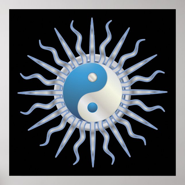 Poster Blue Starburst Yin Yang (Devant)