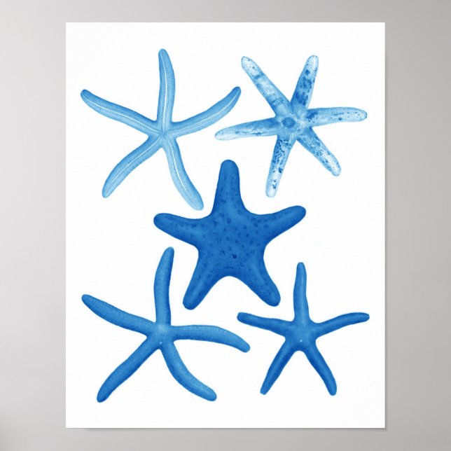 Poster Blue Starfish no.1 beach wall decor (Devant)