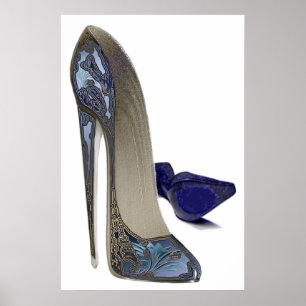 Poster Blue Stiletto Chaussures Art
