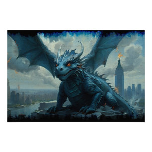 Poster Blue Stone Dragon Visite New York