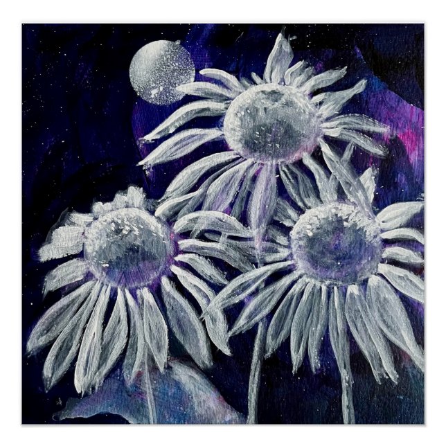 Poster Blue White Flower (Devant)