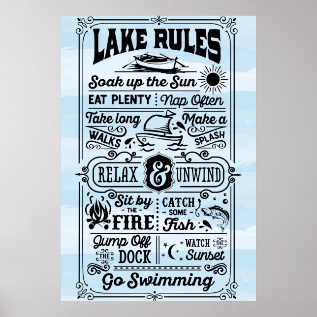 Poster Blue White Lake Rules (Devant)