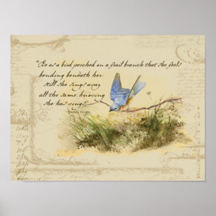 Poster Bluebird sur Branche Victor Hugo Poème inspiration
