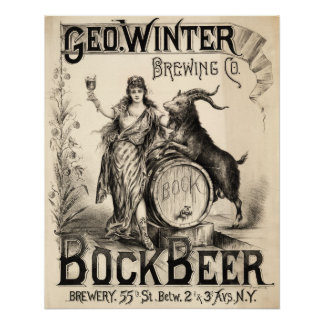 Poster Bock Beer Breer Co Vintage Antique Rustique Brewer