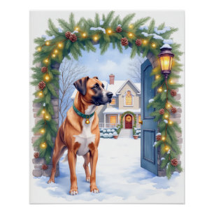 Poster Boerboel à la porte de la ferme à l'aquarelle pour
