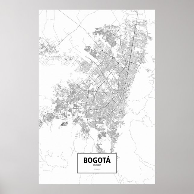 Poster Bogota, Colombie (noir sur blanc) (Devant)