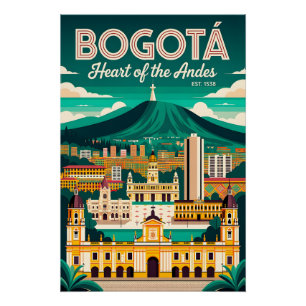 Poster Bogotá Colombie vintage Cœur des Andes Rétro