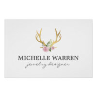 Bohemian Gold Antlers with Flowers Logo Télécharge