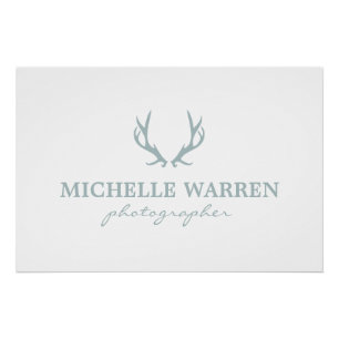 Poster Bohemian Grey Antlers on White Logo Télécharger