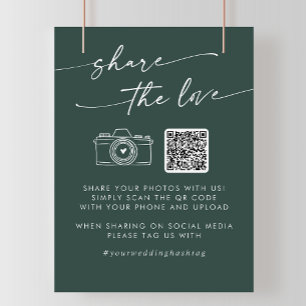 Poster Boho Chic Emerald Green Partagez l'amour QR Code