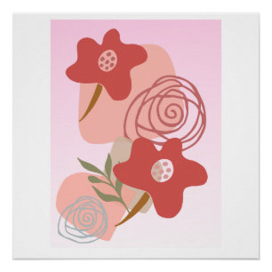 Poster Boho floral flottant