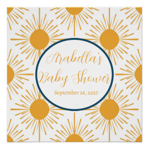 Poster Boho Little Ray of Sun Baby shower neutre