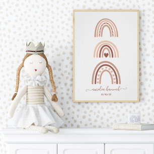 Poster Boho Rainbow Nom du bébé Anniversaire