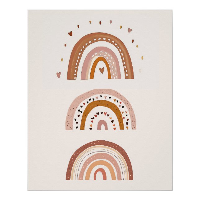Poster Boho Rainbow Nursery Wall Art, Neutral Kids Art (Devant)