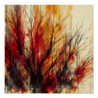 Poster Bois D'Automne En Abstrait - AI - Oeuvre Artistiqu