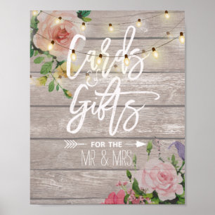 Poster Bois Floral Chaîne Lights Cartes Cadeaux Signal Ma
