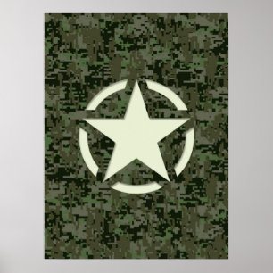 Poster Bois numérique Star Vintage Decal