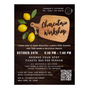 Poster Bois rustique Découpe Citrus Cuisine Script