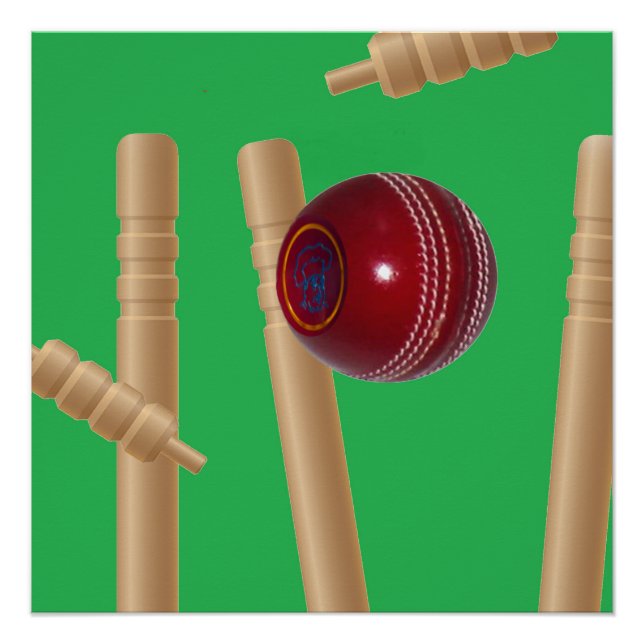 Poster Bol Vert Au Cricket, (Devant)