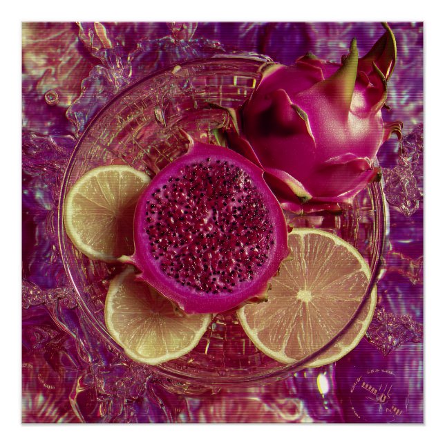 Poster Bol vibrant de fruit du dragon et citron (Devant)