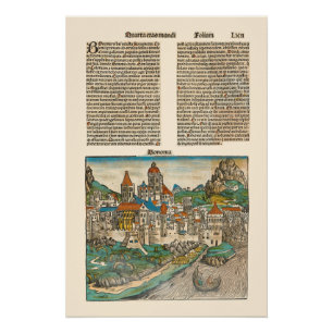 Poster Bologne Italie Nuremberg Chronique Livre médiéval