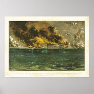 Poster Bombardement de Fort Sumter pendant la guerre civi