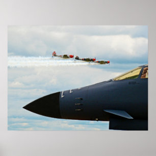Poster Bombardier B-1 et chasseurs de la Seconde Guerre m