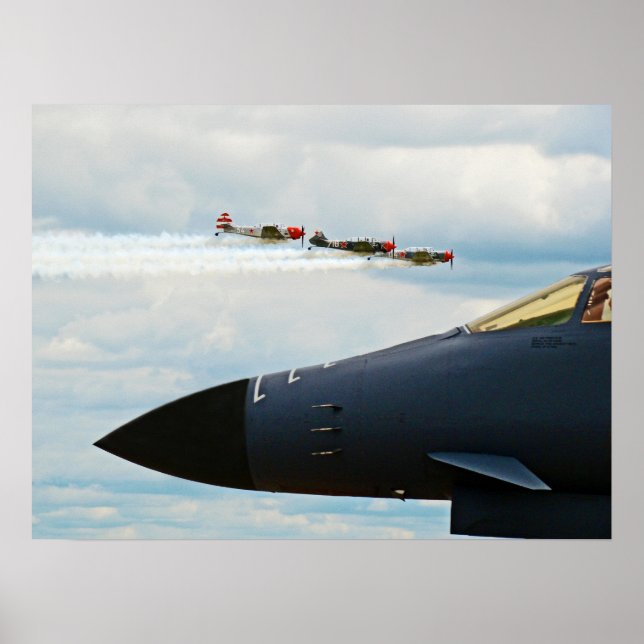 Poster Bombardier B-1 et chasseurs de la Seconde Guerre m (Devant)
