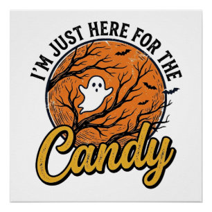 Poster Bonbons Halloween Fantôme Conception Vectorielle V