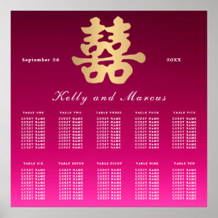 Poster Bonheur double Plan de siège Mariage