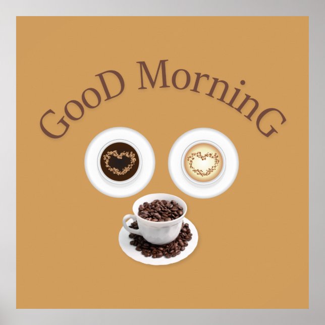 Poster Bonjour avec du café (Devant)