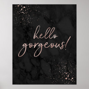 Poster Bonjour Magnifique ! Citation rose Gold et Black F