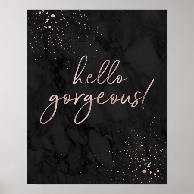 Poster Bonjour Magnifique ! Citation rose Gold et Black F (Devant)
