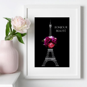Poster Bonjour Magnifiques Pivoines Dramatiques Avec La T