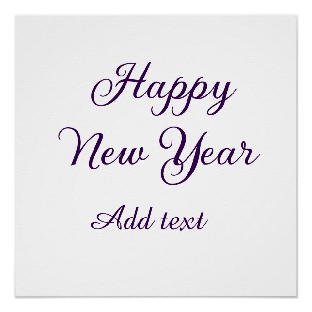 Poster Bonne année calligraphie violette simple minimalis (Devant)
