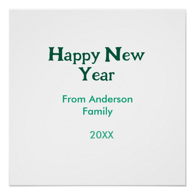 Poster Bonne année verte ajouter nom de famille année sim (Devant)