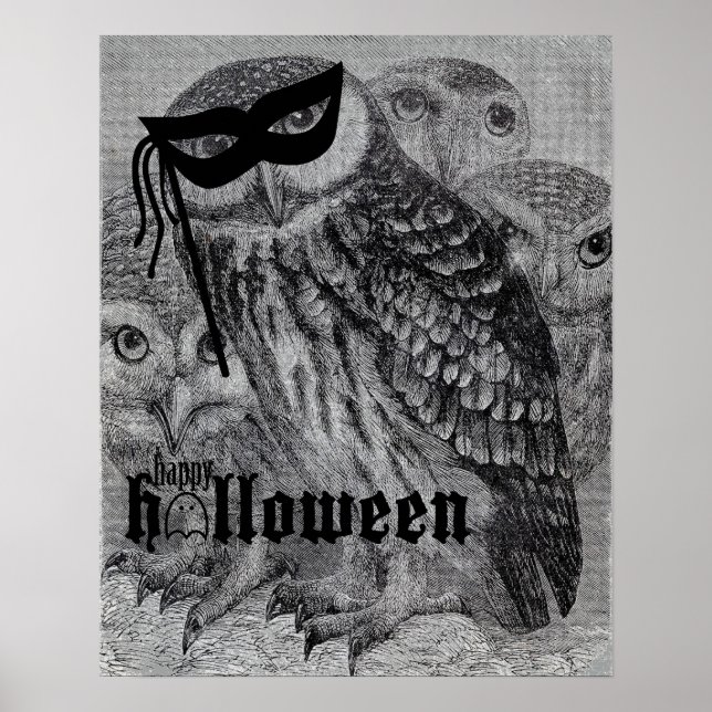 Poster Bonne Chouette Vintage Halloween (Devant)