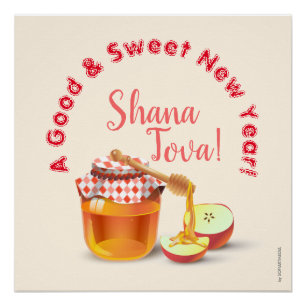 Poster Bonne et douce nouvelle année ! Shana Tova au miel