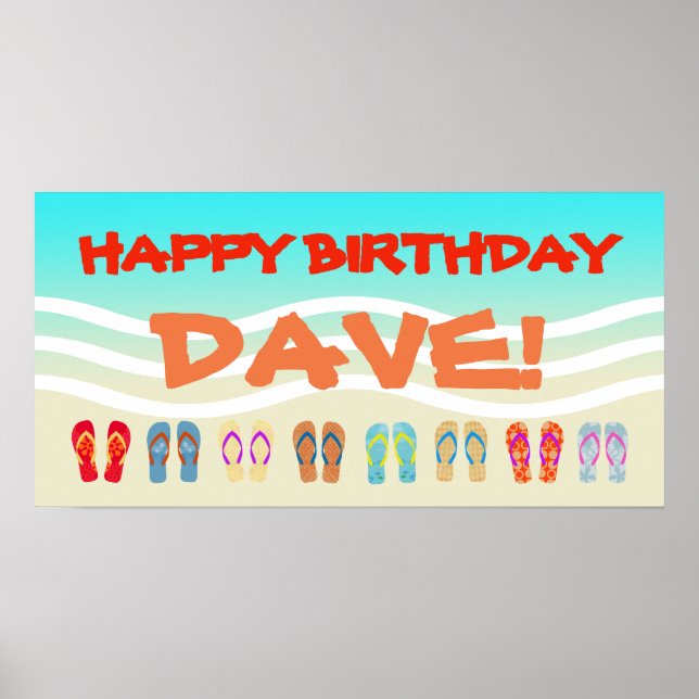 Poster Bonne fête de plage d'anniversaire personnalisé (Devant)